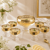 Home Table Classic Gold Scroll Glass Dessert Set, 7 Pieces
