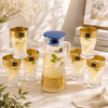 Home Table Vertical Palace Column Glass Pitcher Set, 7 Pieces