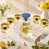 Home Table Golden Celtic Weave Glass Pitcher & Goblet Set, 7 Pieces