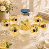 Home Table Modern Grecian Gold Glass Pitcher & Goblet Set, 7 Pieces