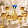 Home Table Golden Celtic Knot Glass Pitcher Set, 7 Pieces