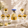 Home Table Hellenic Greek Scroll Glass Pitcher & Goblet Set, 7 Pieces