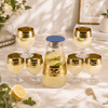 Home Table Victorian Baroque Gold Glass Pitcher & Goblet Set, 7 Pieces