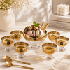 Home Table Golden Honeycomb Glass Dessert Set, 7 Pieces