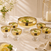 Home Table Golden Checkered Glass Dessert Set, 7 Pieces