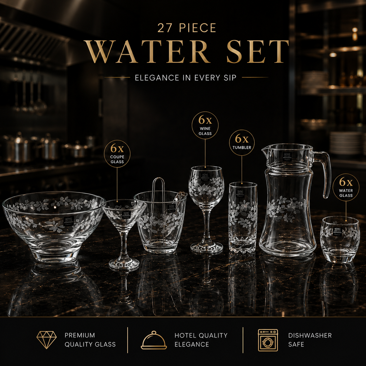 Home Table 27-Piece Glass Water Cool Set
