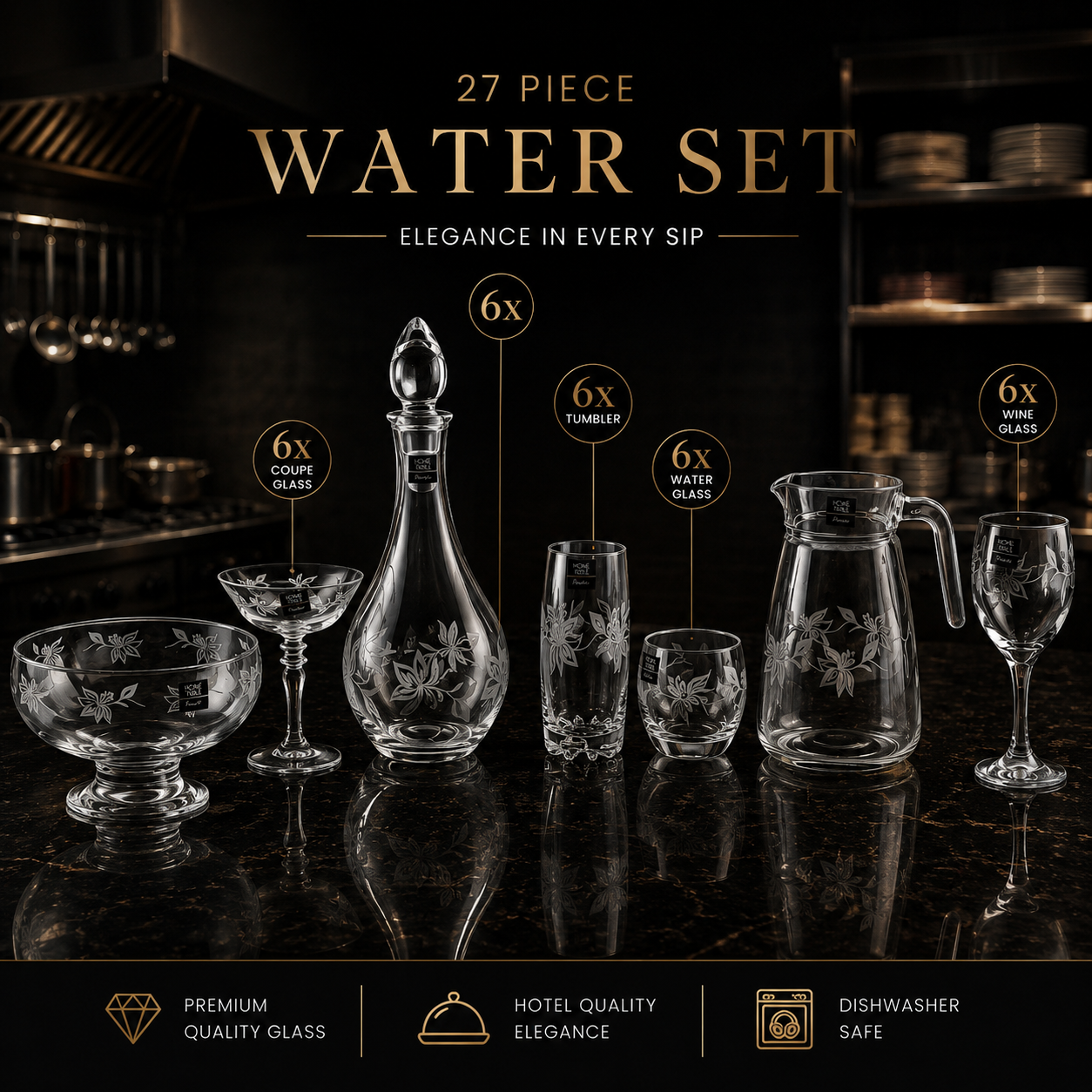 Home Table 27-Piece Glass Water Cool Set