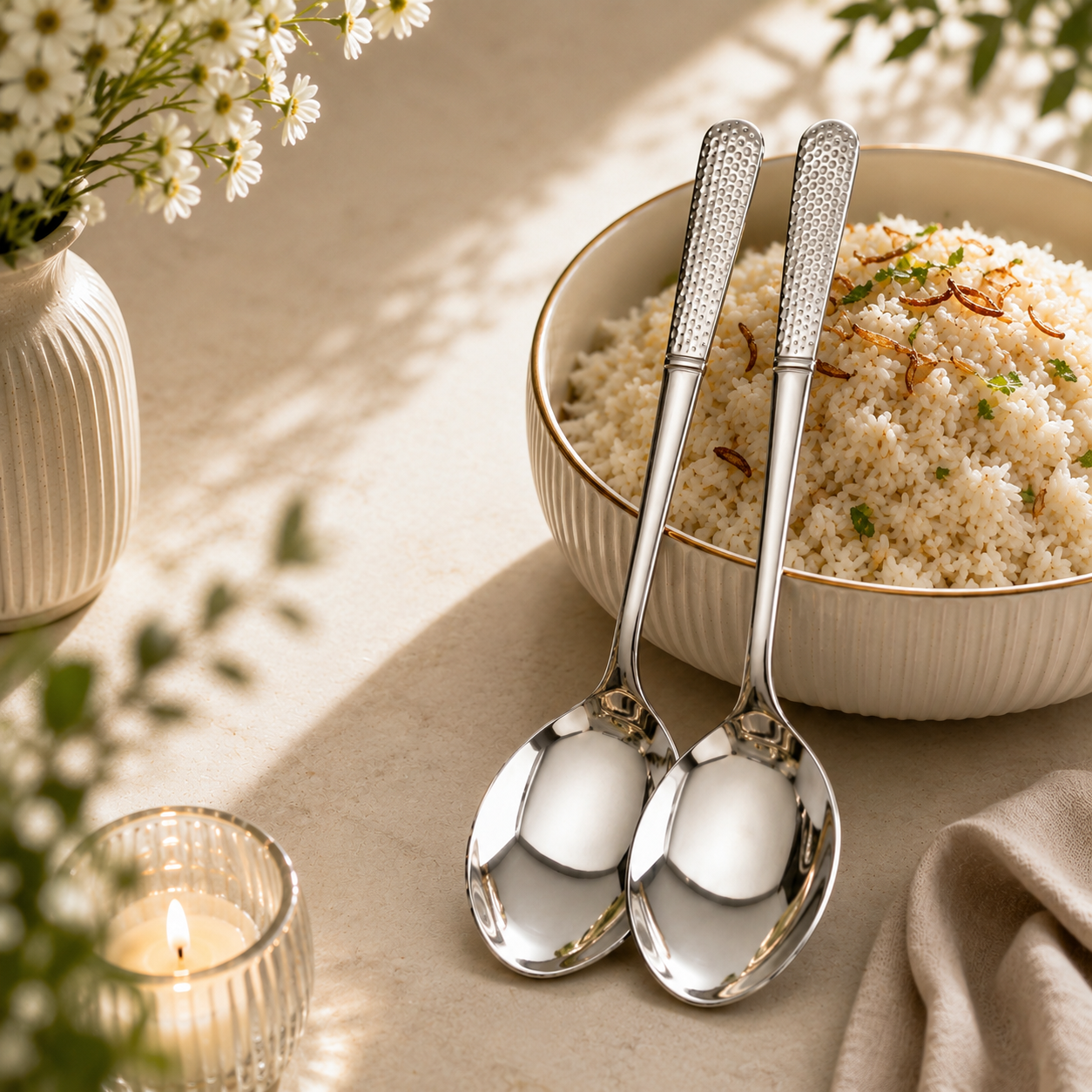 Blaze R.P.2 Stainless Steel 2-Piece Silver Serving Rice Spoon Set
