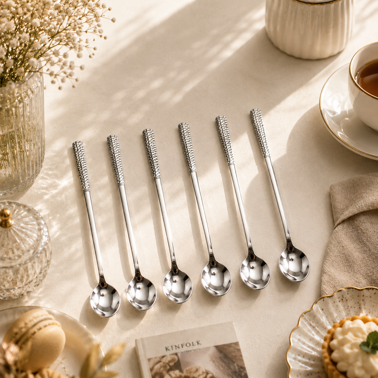 Blaze R.P.2 Stainless Steel 6-Piece Silver Long Tea Spoon Set