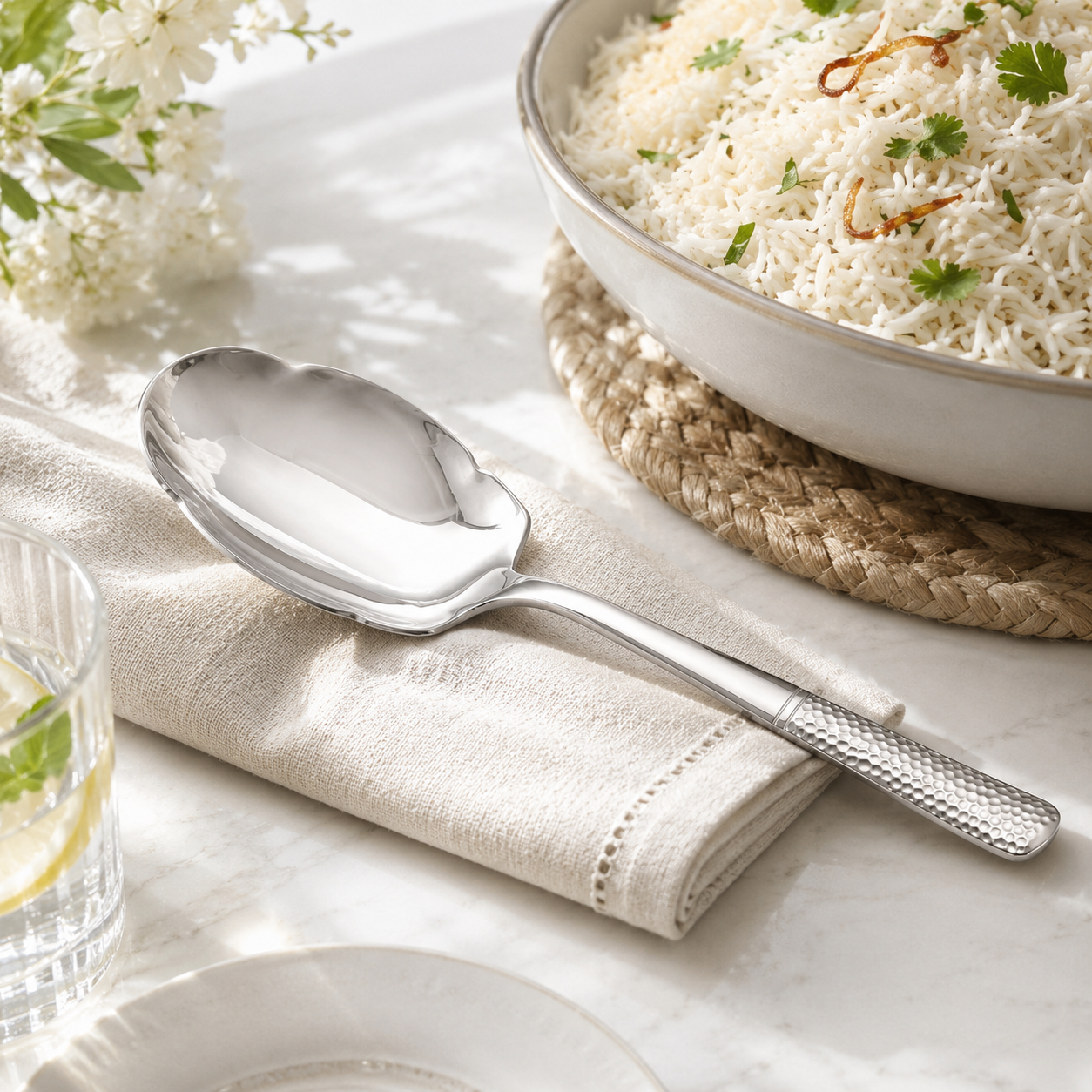 Blaze R.P.2 Stainless Steel 2-Piece Silver Serving Panja Rice Spoon Set