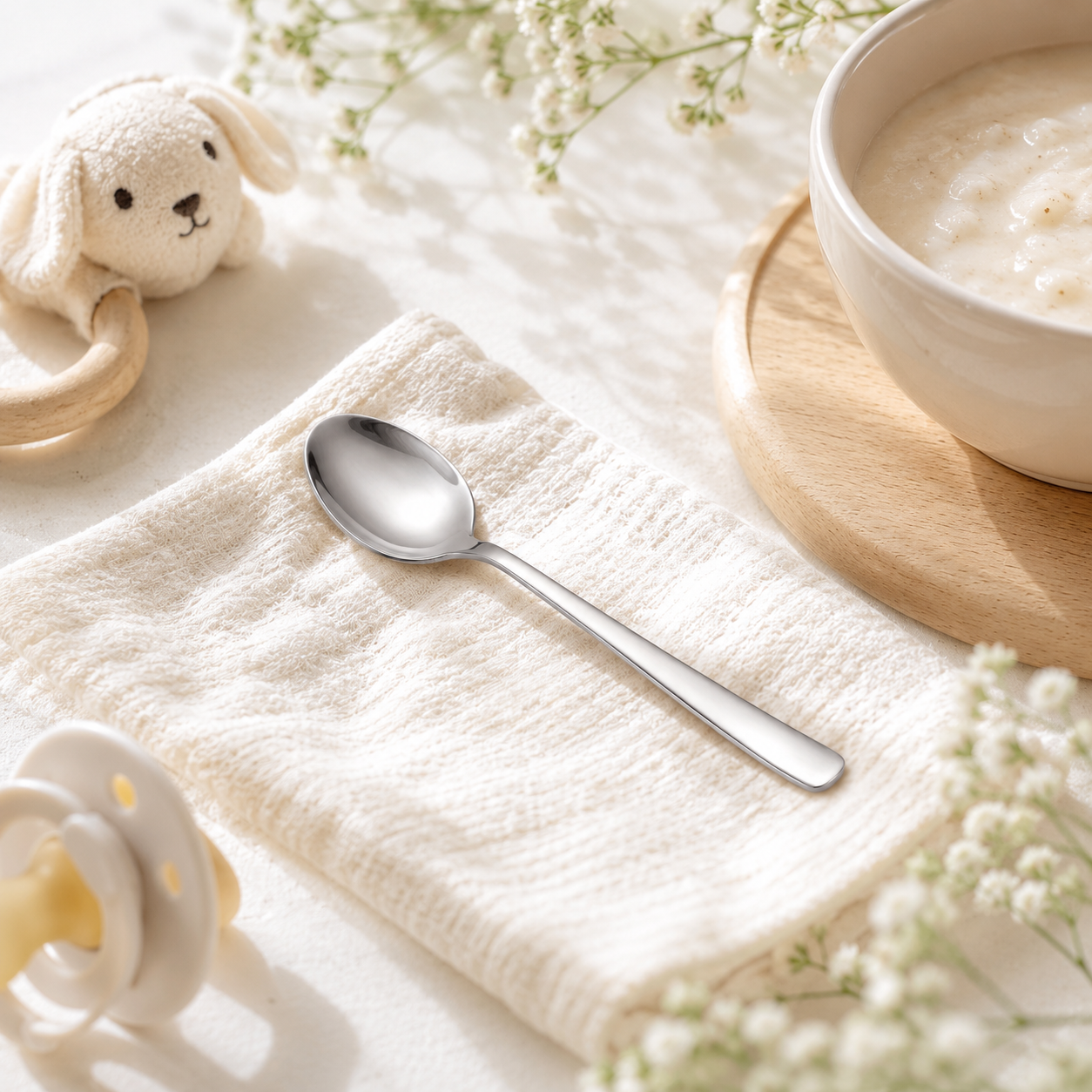 Blaze Pearl 6-Piece Stainless Steel Silver Dessert Spoon Set