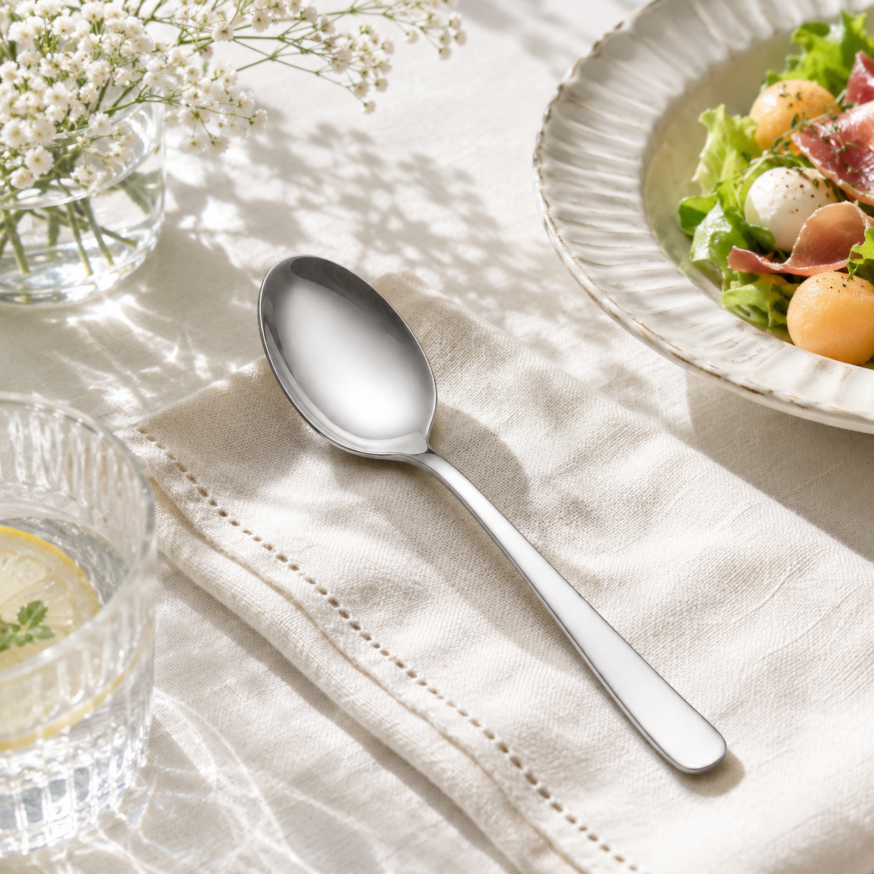 Blaze Pearl 6-Piece Stainless Steel Silver Table Spoon Set