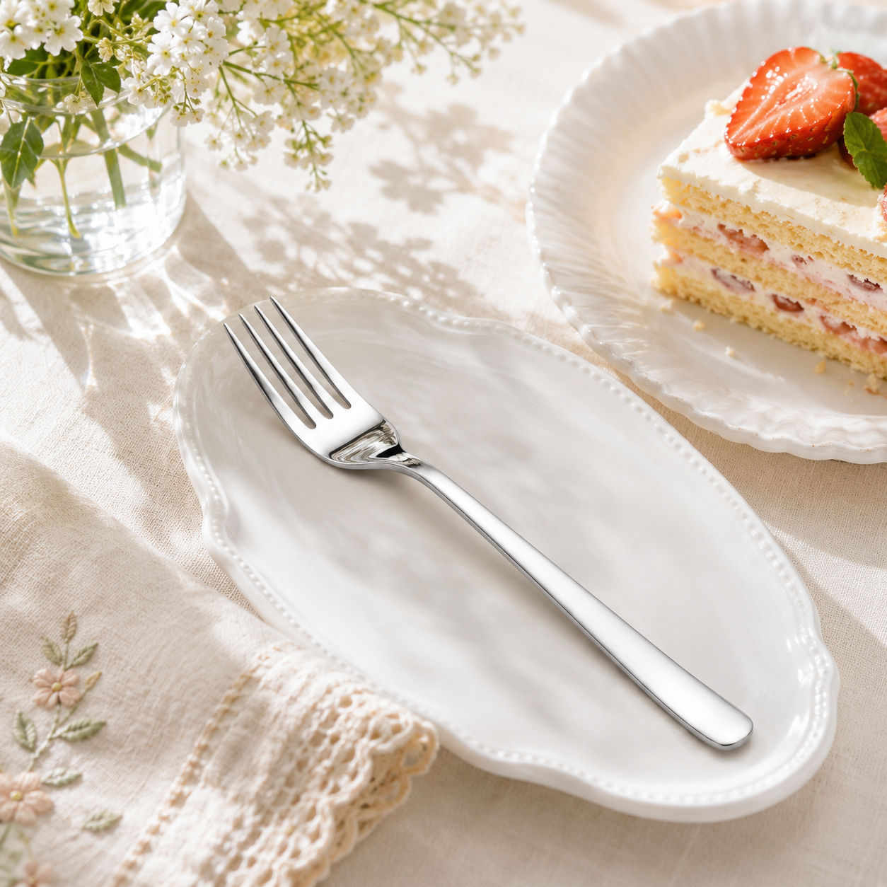 Blaze Pearl 6-Piece Stainless Steel Silver Dessert Fork Set