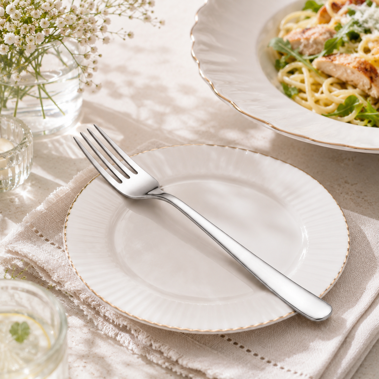Blaze Pearl 6-Piece Stainless Steel Silver Table Fork Set