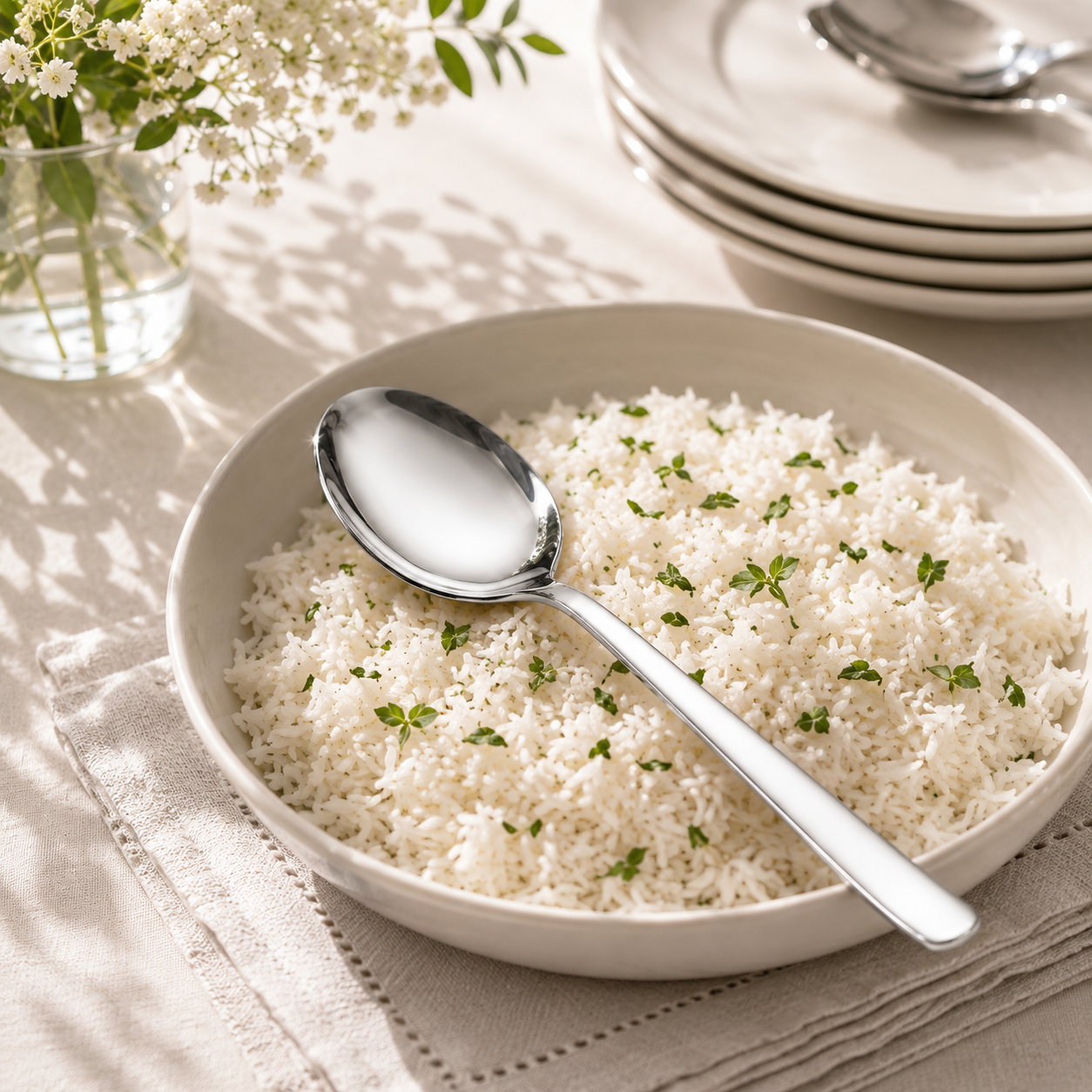 Blaze Pearl 2-Piece Stainless Steel Silver Serving Rice Spoon Set