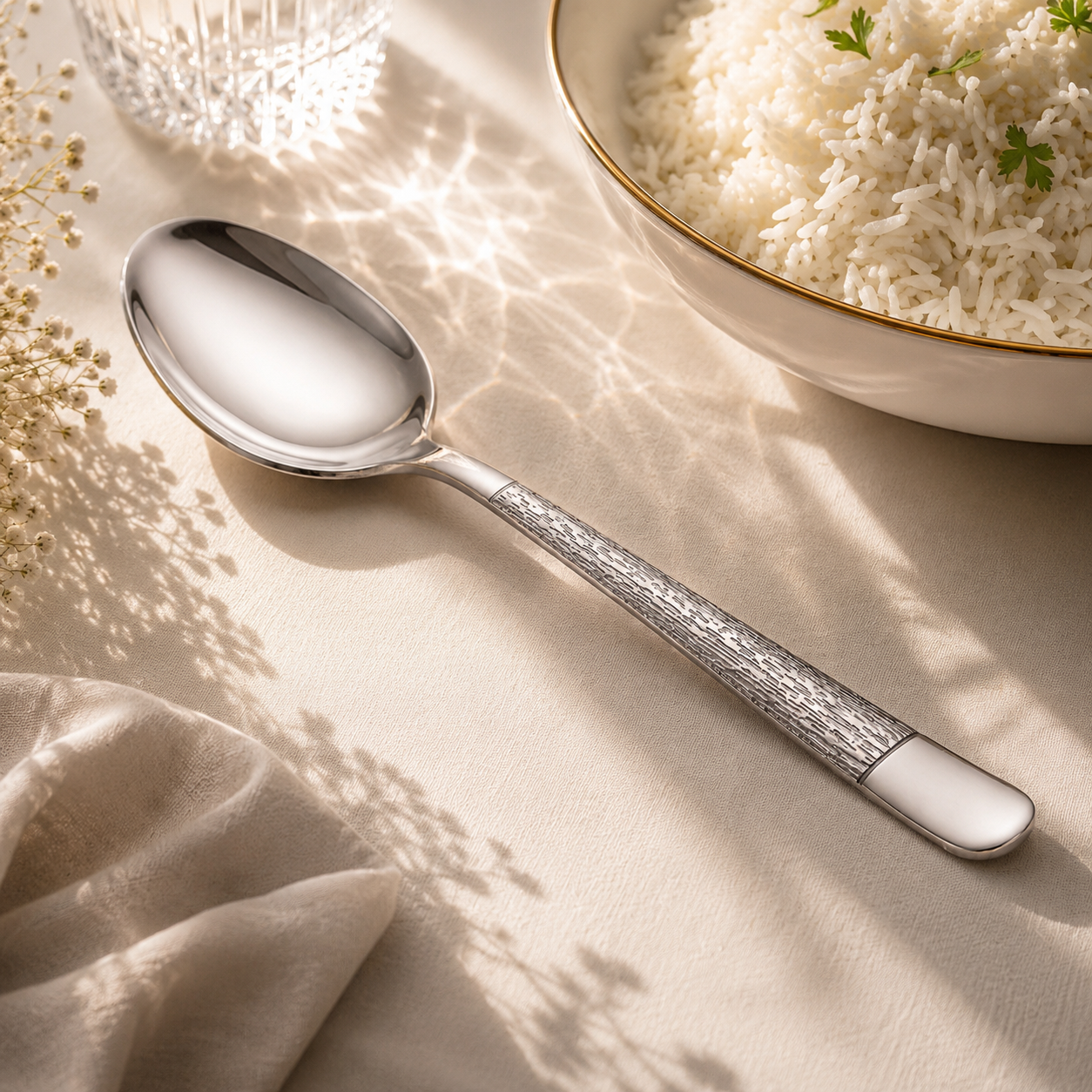 Blaze Tree 2-Piece Stainless Steel Silver Serving Rice Spoon Set