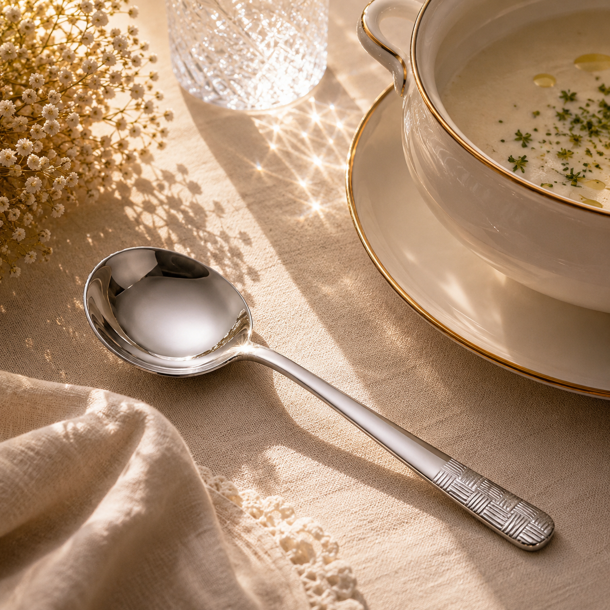 Blaze R.P.1 Stainless Steel 2-Piece Silver Serving Soup Spoon Set