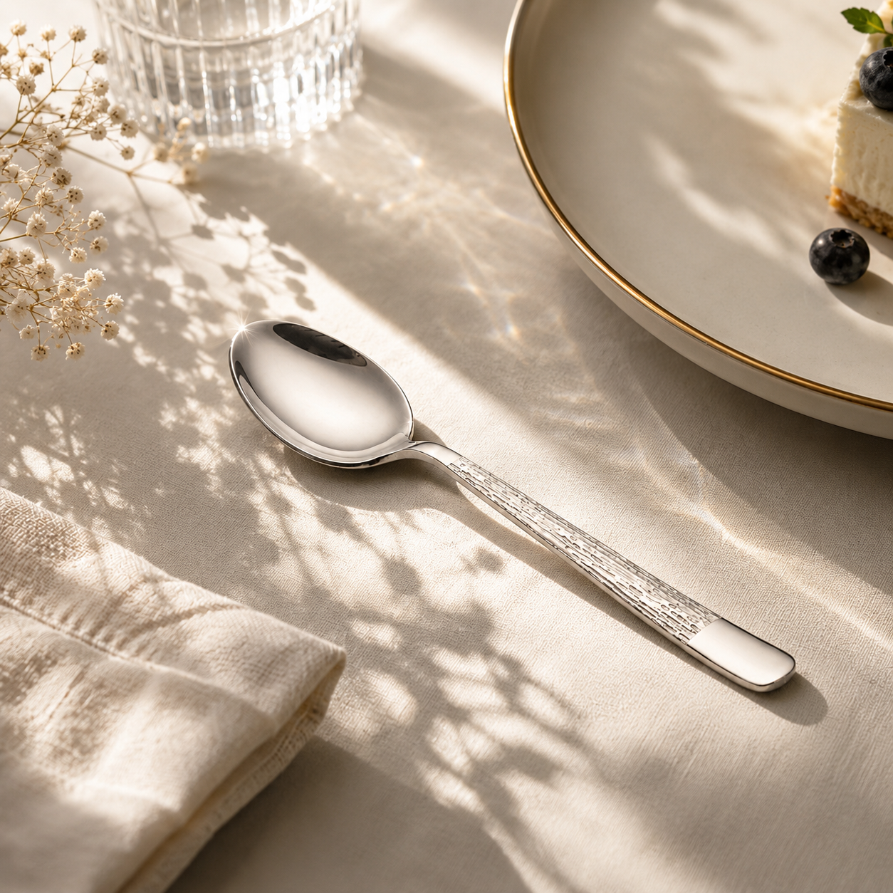 Blaze Tree 6-Piece Stainless Steel Silver Dessert Spoon Set