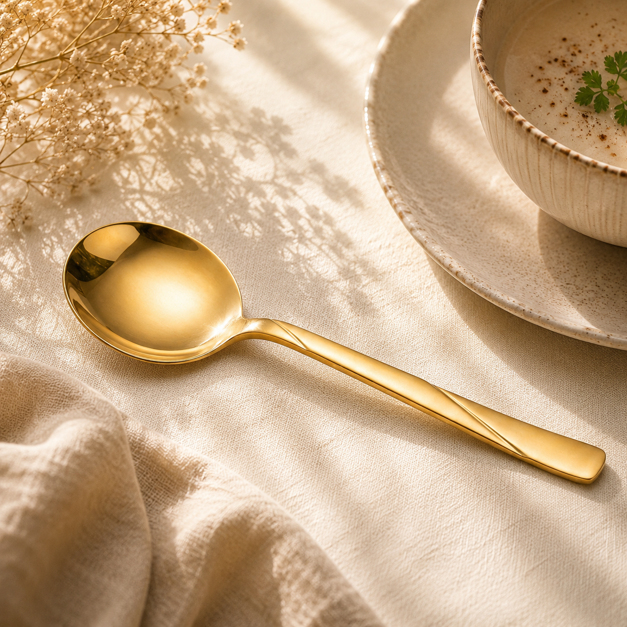 Blaze R.P.3 Stainless Steel 2-Piece Golden Serving Soup Spoon Set