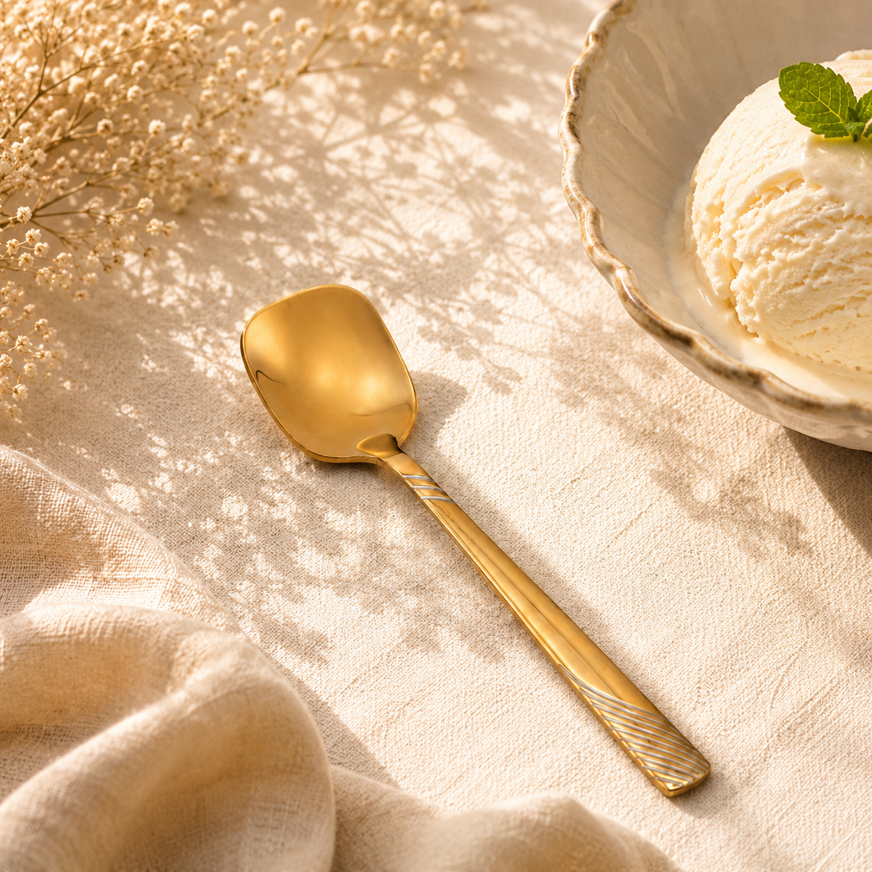 Blaze TPO Gold 6-Piece Stainless Steel Golden Ice Cream Spoon Set