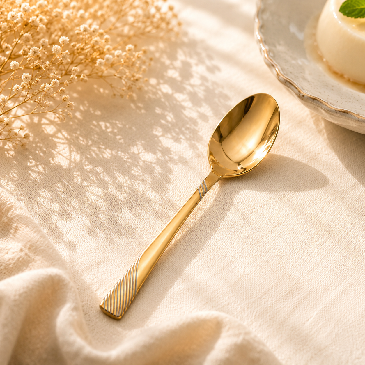 Blaze TPO Gold 6-Piece Stainless Steel Golden Dessert Spoon Set