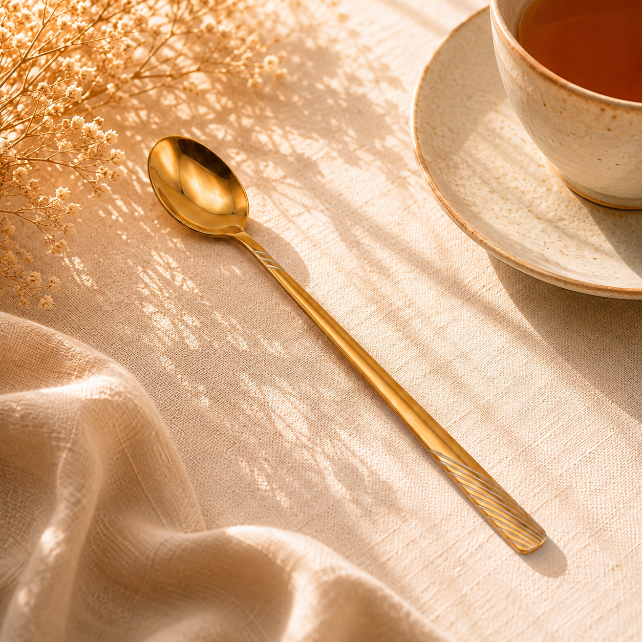 Blaze TPO Gold 6-Piece Stainless Steel Golden Long Tea Spoon Set
