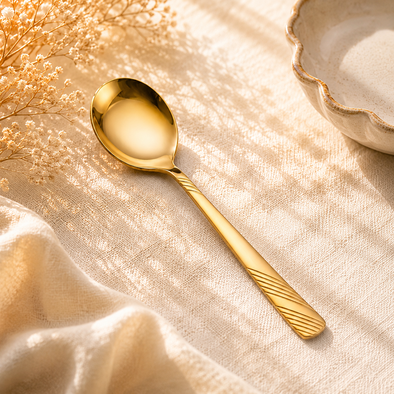 Blaze TPO God 6-Piece Stainless Steel Golden Dessert Soup Spoon Set