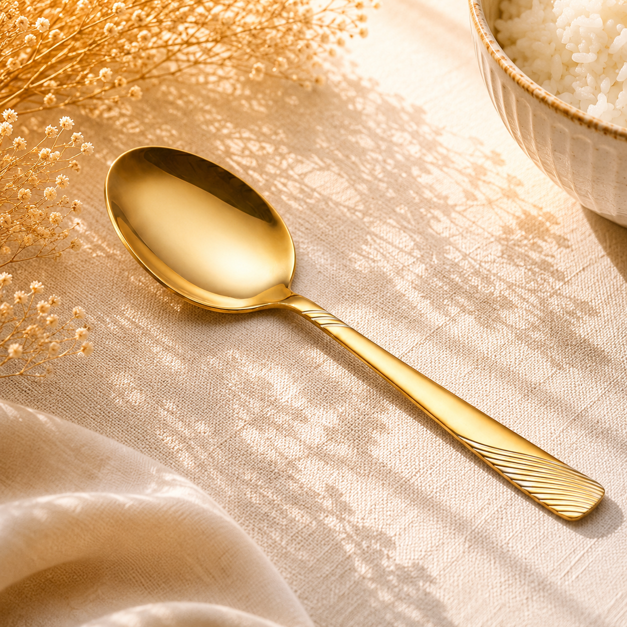 Blaze TPO Gold 2-Piece Stainless Steel Golden Serving Rice Spoon Set