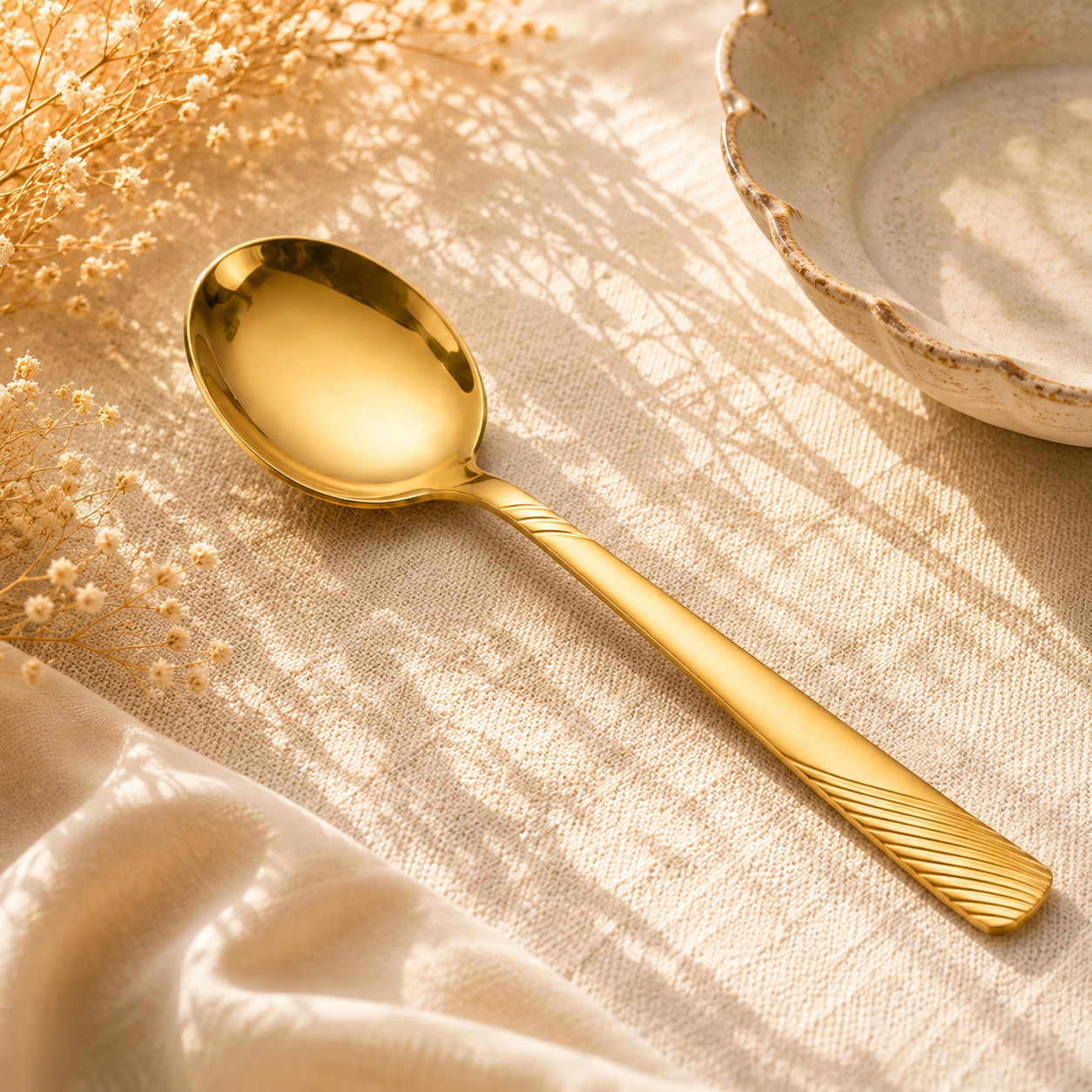 Blaze TPO Gold 2-Piece Stainless Steel Golden Serving Soup Spoon Set