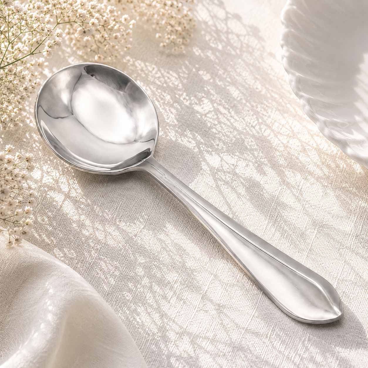 Fish Sandy Stainless Steel Silver Serving Soup Spoon