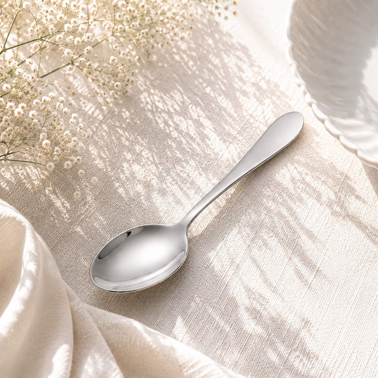 N.H 6-Piece Stainless Steel Silver Table Spoon Set