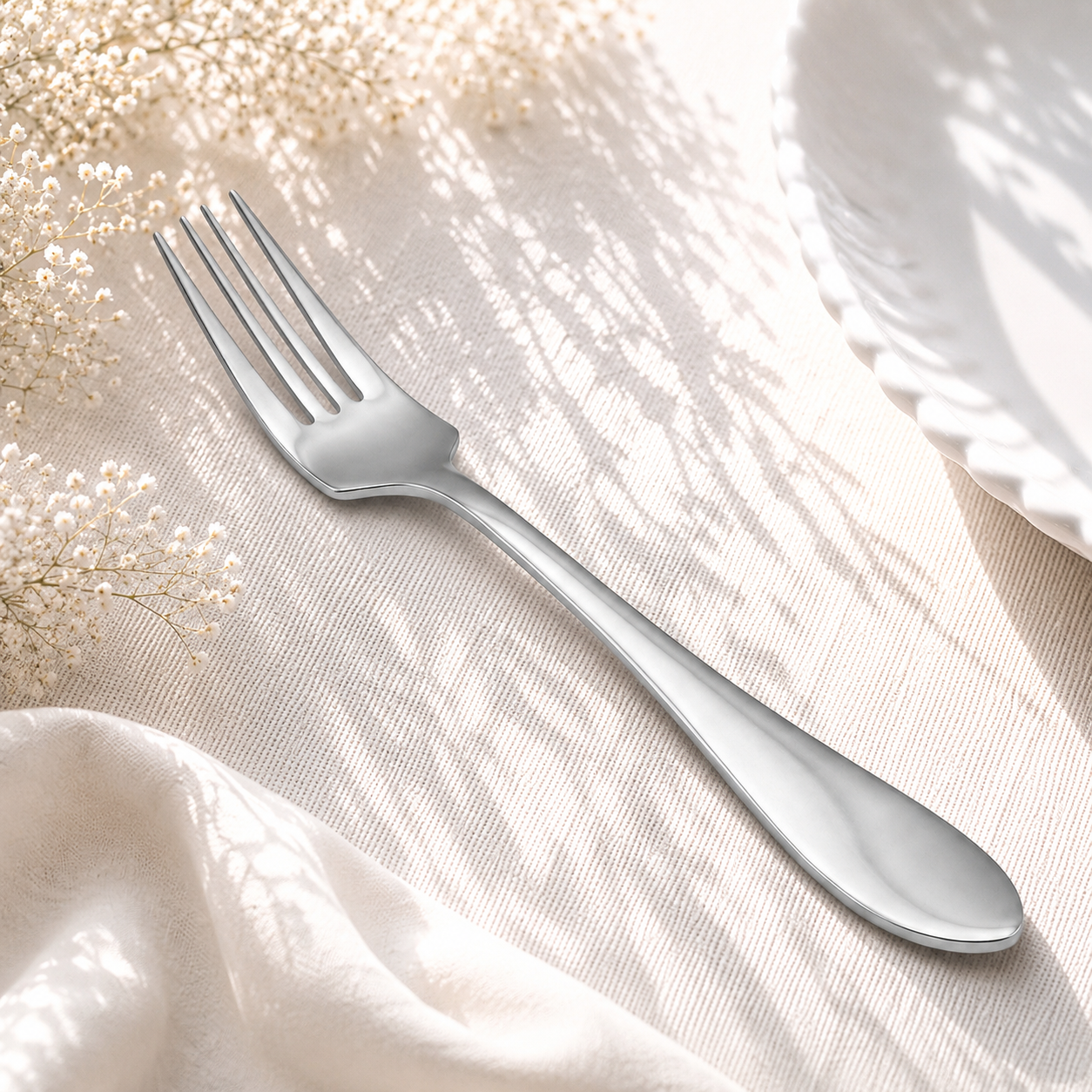 N.H 6-Piece Stainless Steel Silver Table Fork Set