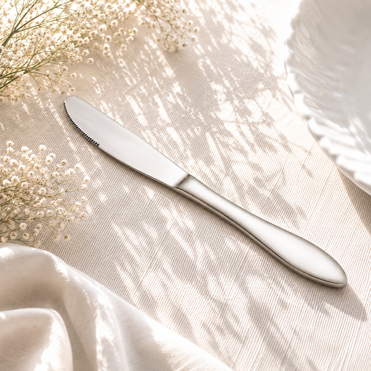 N.H 6-Piece Stainless Steel Silver Table Knife Set
