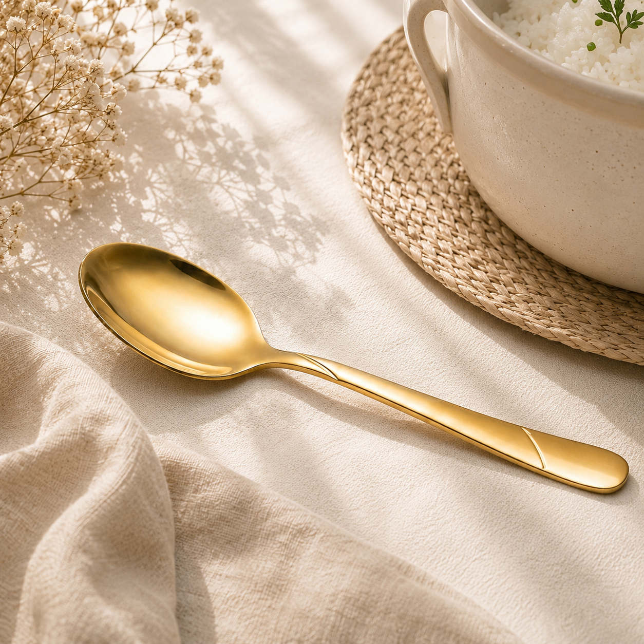 Blaze R.P.3 Stainless Steel 2-Piece Golden Serving Rice Spoon Set