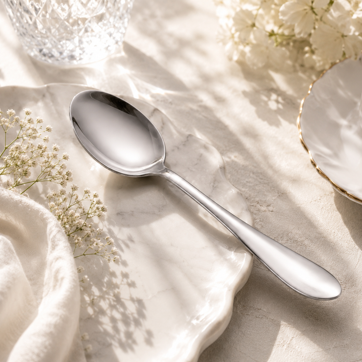 Mirror Polish 6-Piece Stainless Steel Silver Table Spoon Set