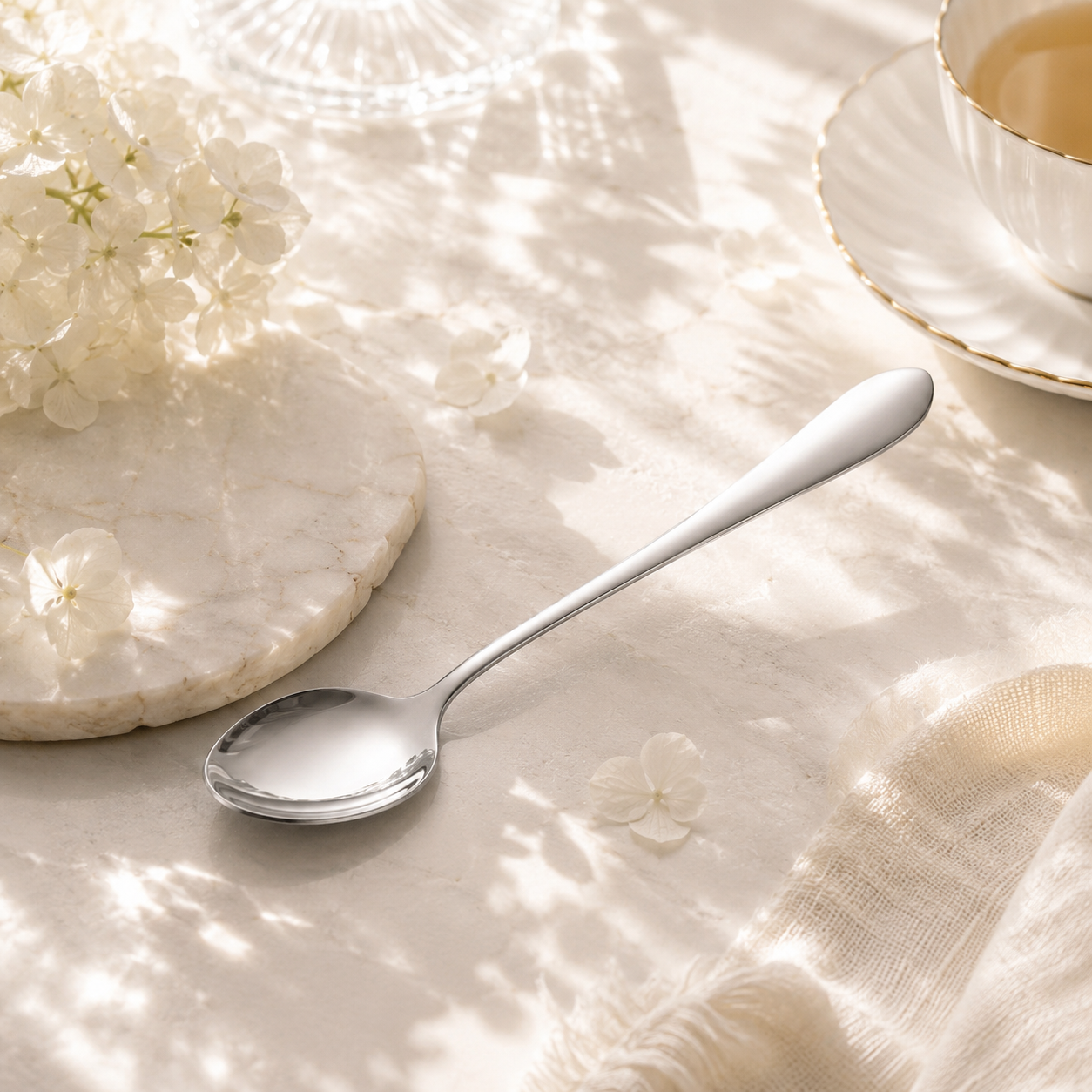 Mirror Polish 6-Piece Stainless Steel Silver Long Tea Spoon Set