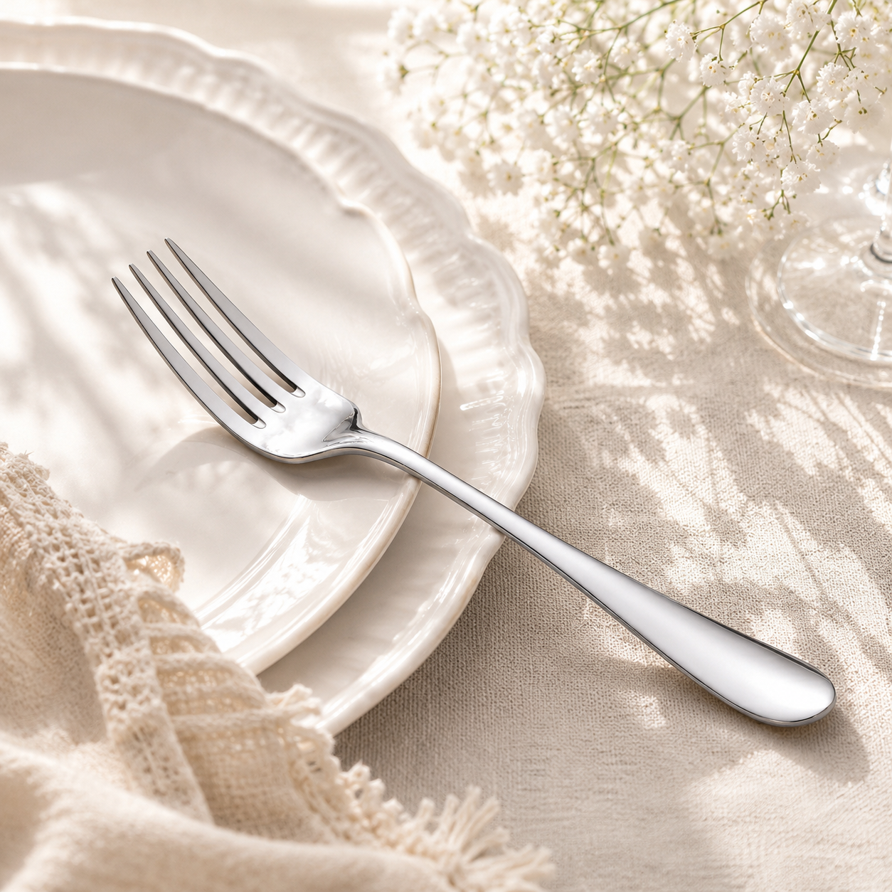 Mirror Polish 6-Piece Stainless Steel Silver Table Fork Set