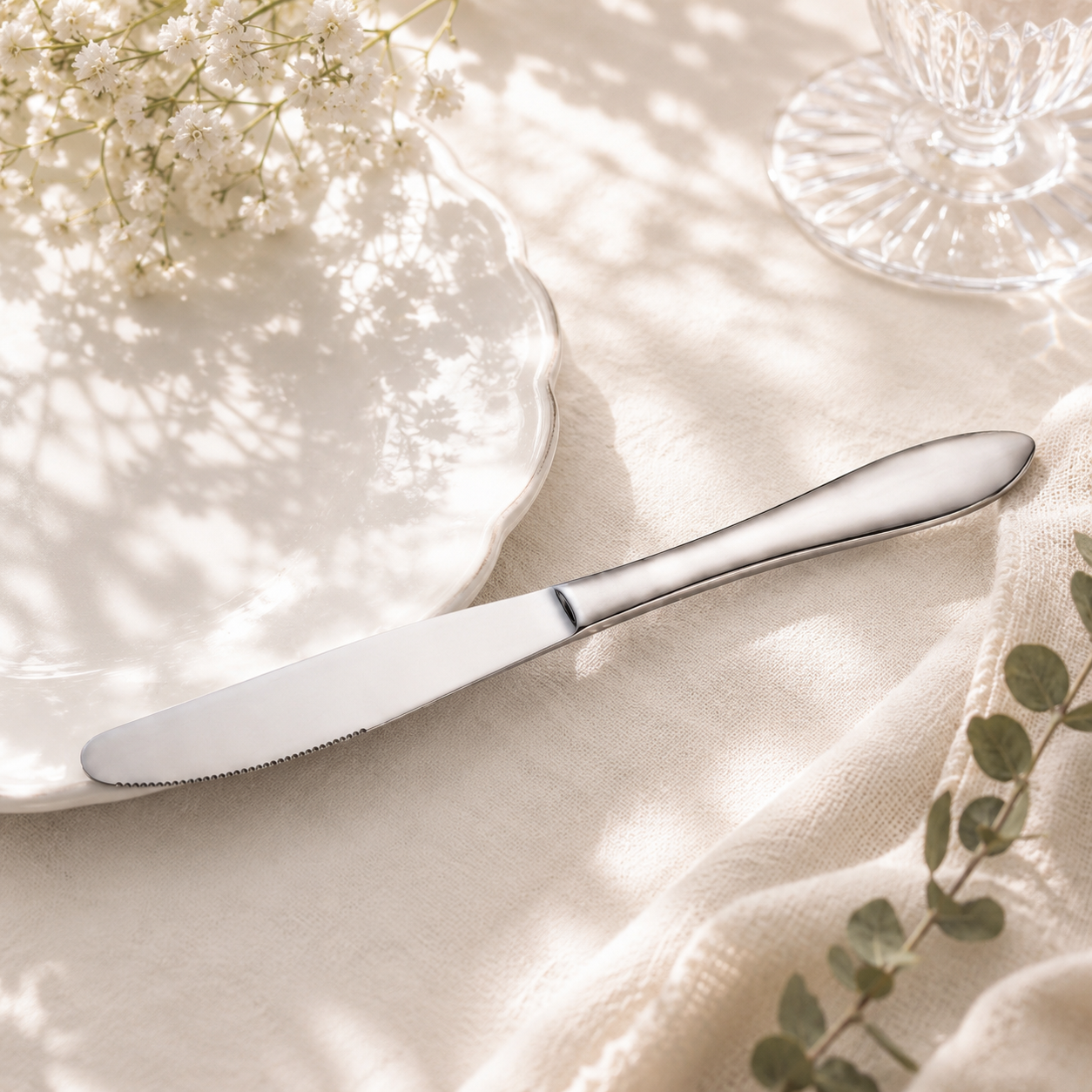 Mirror Polish 6-Piece Stainless Steel Silver Table Knife Set