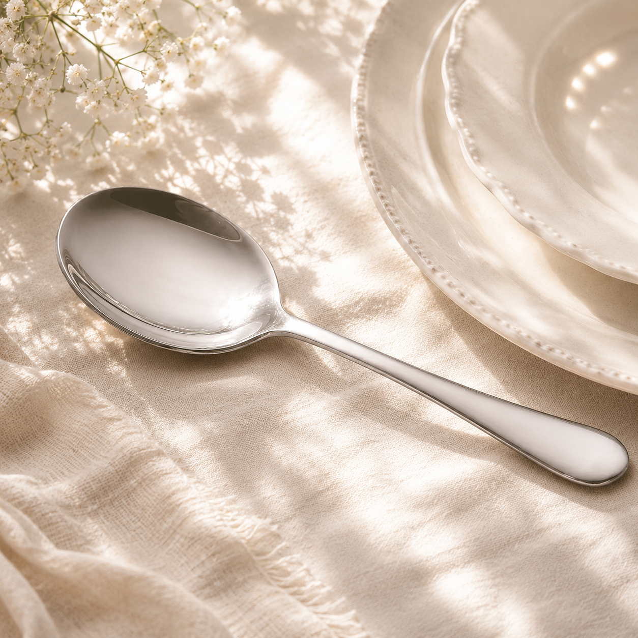 Mirror Polish Stainless Steel Silver Serving Soup Spoon