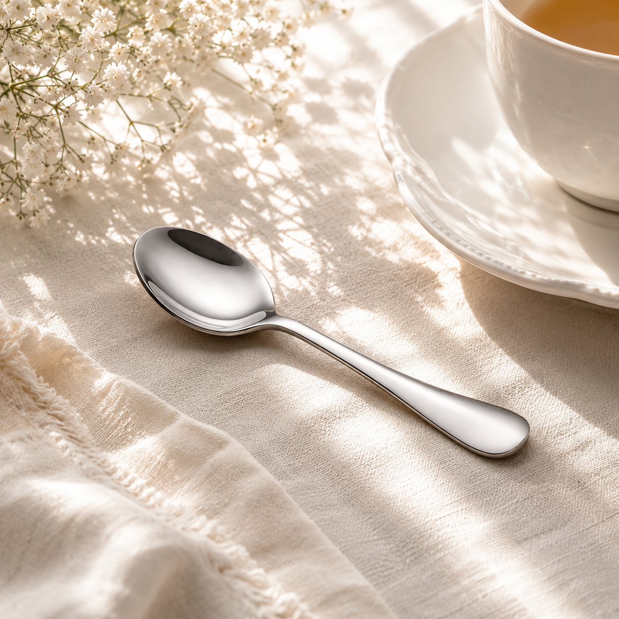 Omega 6-Piece Stainless Steel Silver Tea Spoon Set