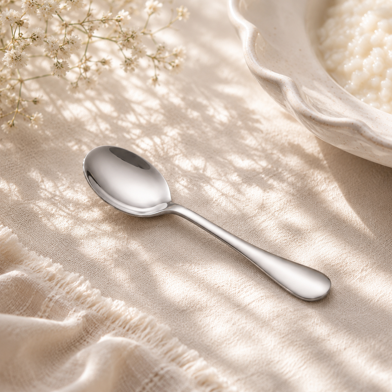 Omega 6-Piece Stainless Steel Silver Baby Spoon Set