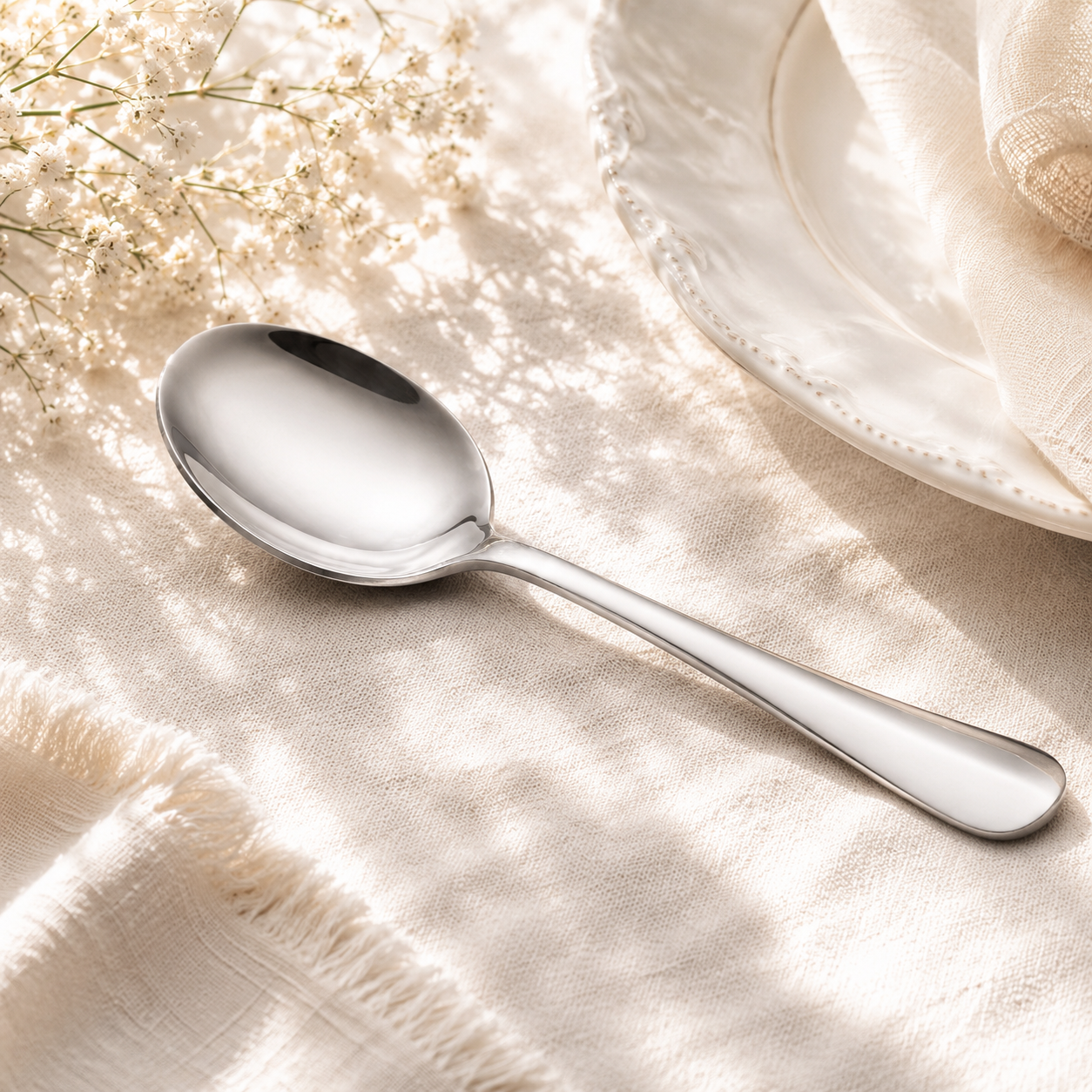 Omega 6-Piece Stainless Steel Silver Table Spoon Set