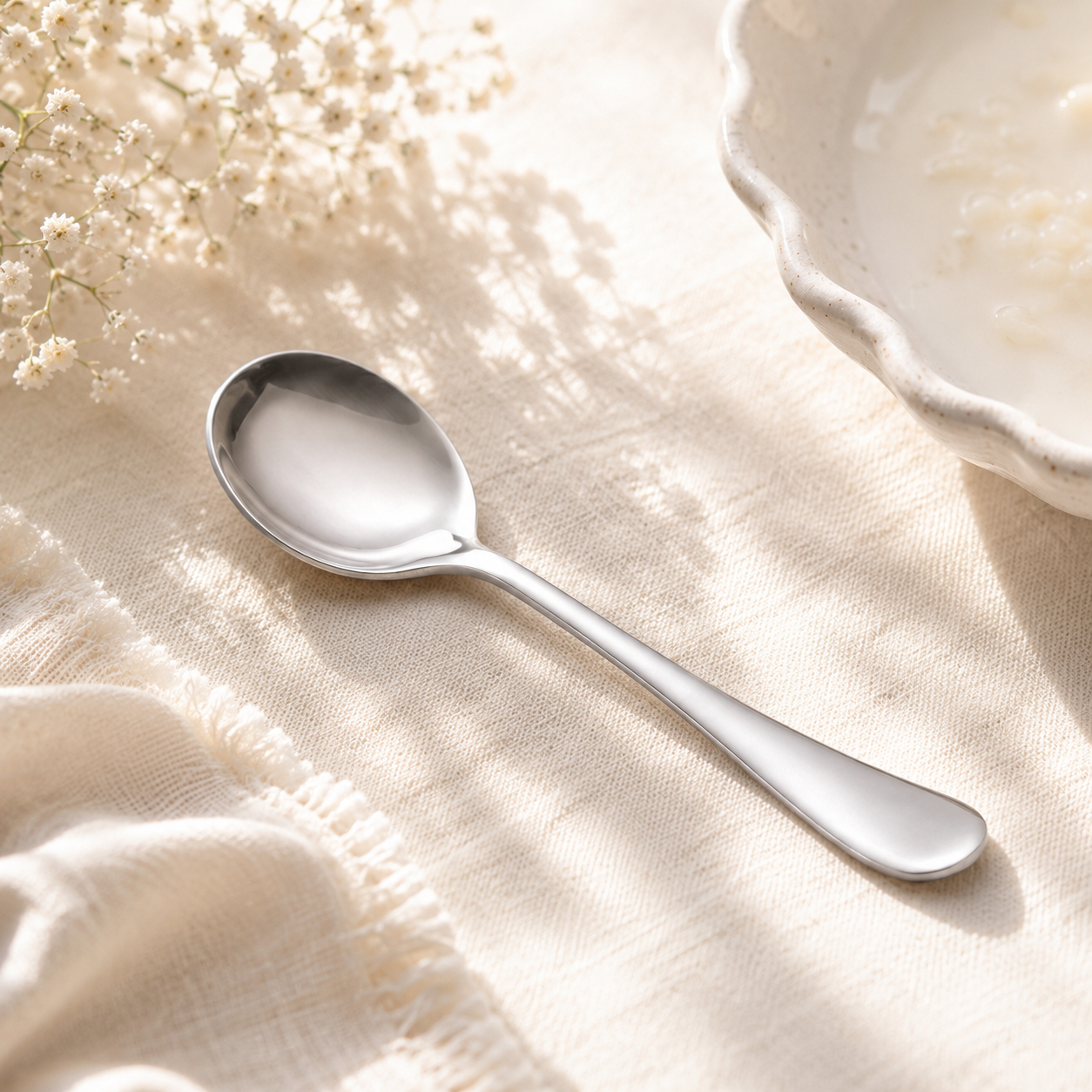 Omega 6-Piece Stainless Steel Silver Baby Soup Spoon Set