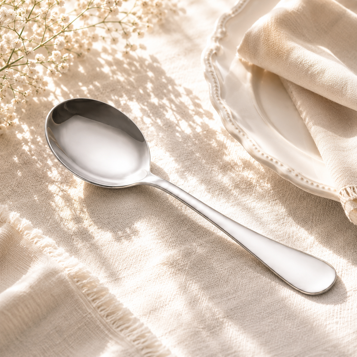 Omega 6-Piece Stainless Steel Silver Table Spoon Set