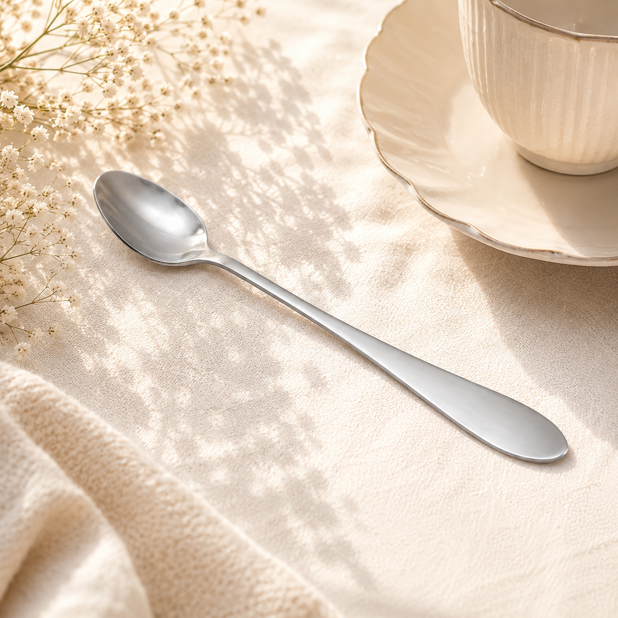 H.D 6-Piece Stainless Steel Silver Long Tea Spoon Set
