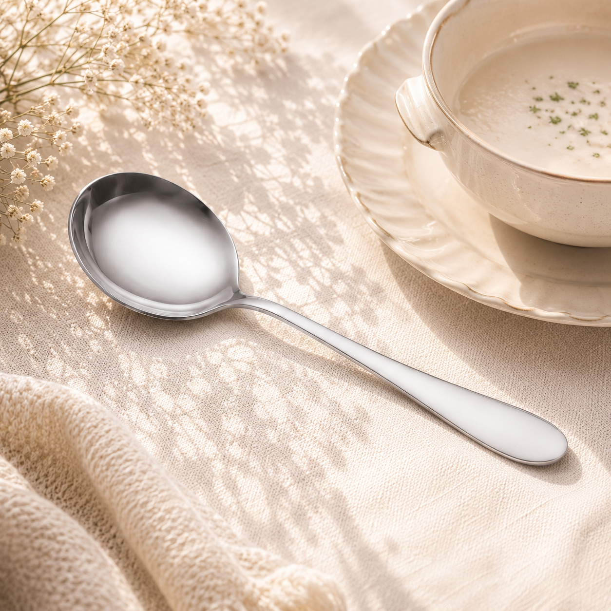 H.D Stainless Steel Silver Serving Soup Spoon