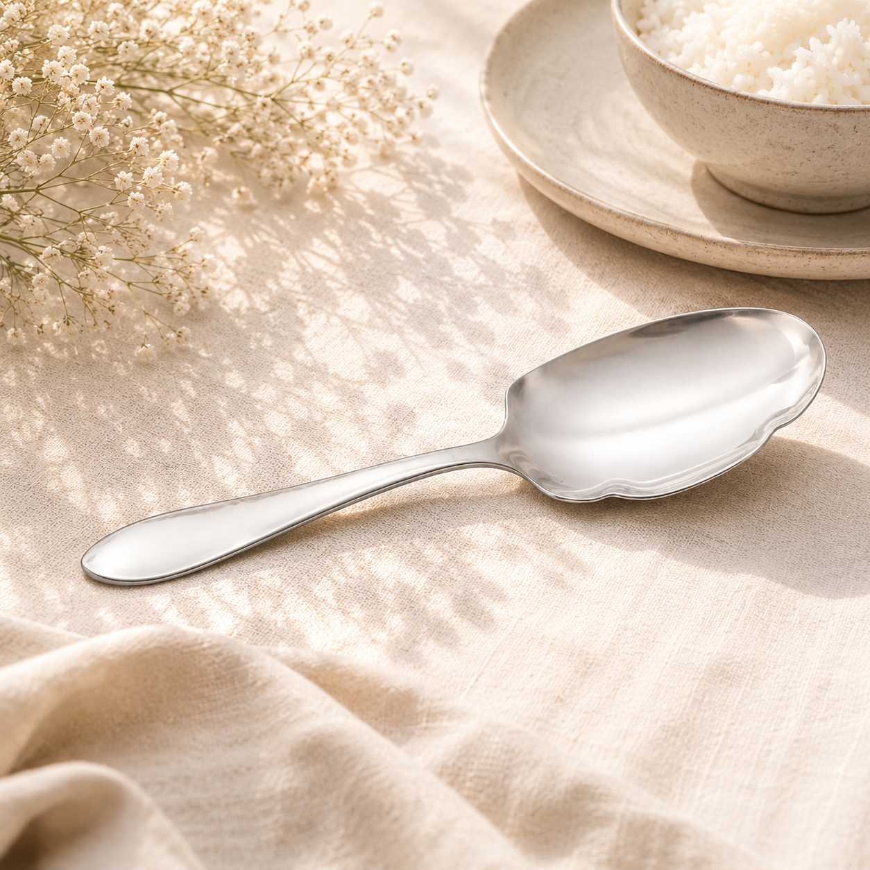 H.D Stainless Steel Silver Serving Panja Rice Spoon