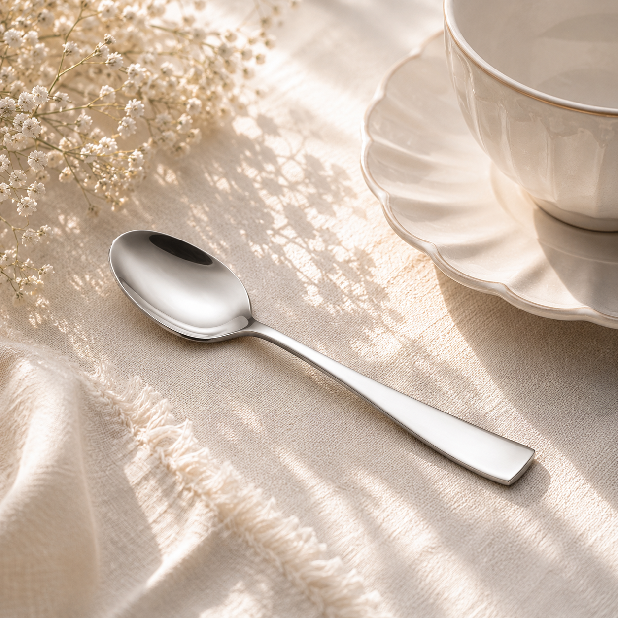 Polish 6-Piece Stainless Steel Silver Tea Spoon Set