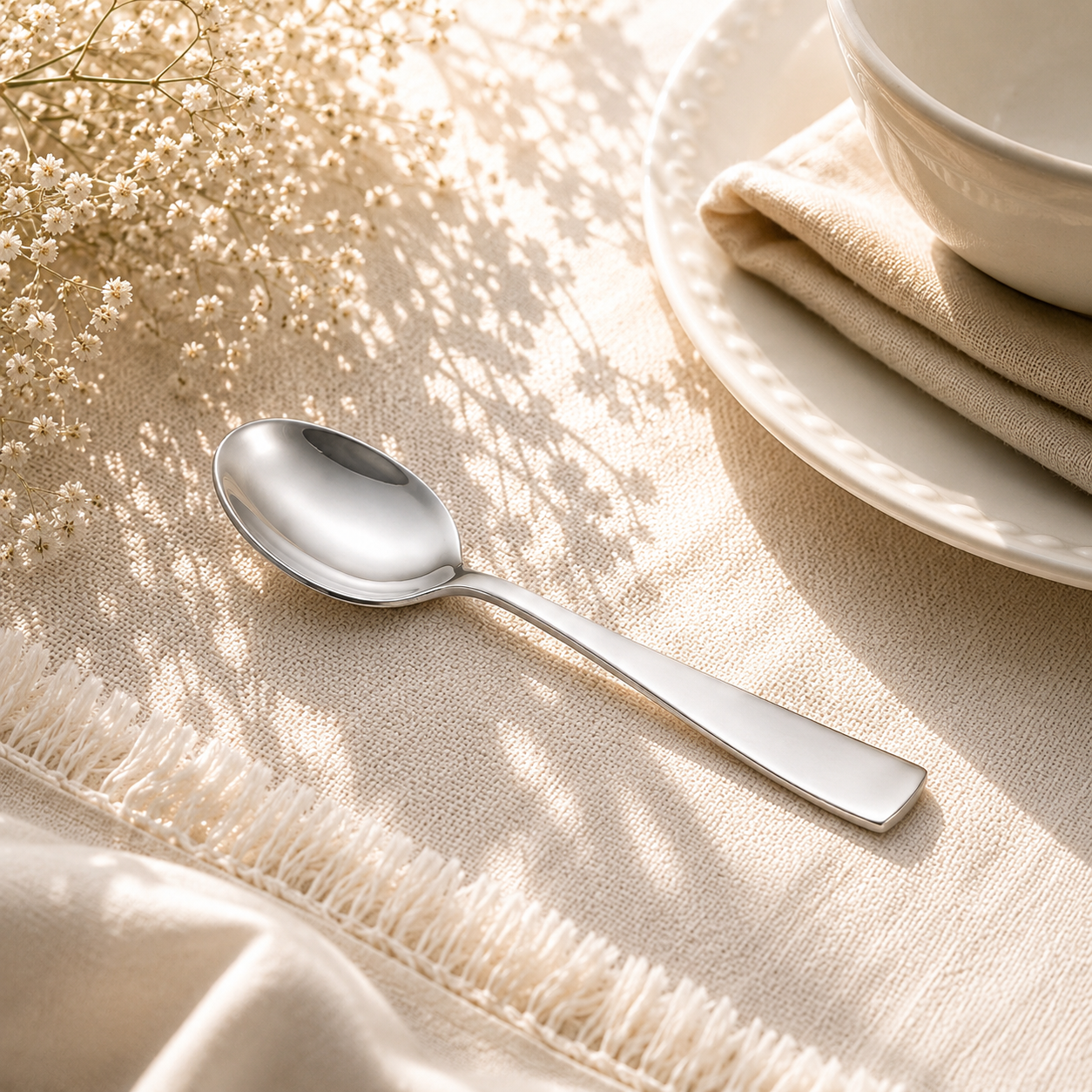 Polish 6-Piece Stainless Steel Silver Baby Spoon Set