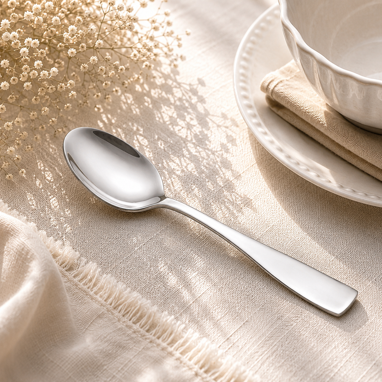 Polish 6-Piece Stainless Steel Silver Table Spoon Set